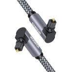 SOUNDFAM 90 Derece Optik Ses Kablosu Çift Sağ Açılı Optik Kablo 360 Derece Serbest Dönen Fiş, Dijital Ses Optik Kablosu, Ev Sineması, Ses Çubuğu, TV için, Gri (3,3 ft/1 m)