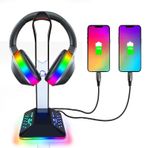 SOURCELLL RGB Kulaklık Standı 2 USB 2.0 Uzatma Şarj Portu Genişletici Kablosu, Masa Oyun Kulaklığı Tutacağı, Soğuk LED Kulaklık Tutucu PC Oyun Aksesuarları, Oyun Hediyeleri