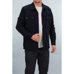 Souris Erkek Koyu Lacivert Slim Fit Mevsimlik Softshell Gömlek Ceket Fermuarlı Kapaklı Çift Cepli - XL