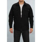 Souris Erkek Siyah Slim Fit Mevsimlik Softshell Gömlek Ceket Fermuarlı Kapaklı Çift Cepli - 2XL