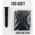Soutech 100 Adet Çim Sınırlayıcı Sabitleme Kazığı - Sert Plastik Bahçe Bordür Çivisi - 1 x 15 - Siyah