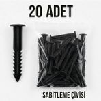 Soutech 20 Adet Çim Sınırlayıcı Sabitleme Kazığı - Sert Plastik Bahçe Bordür Çivisi - 1 x 15 - Siyah