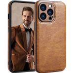 SOUTEM iPhone 13 Pro için deri kılıf, vintage klasik poliüretan deri lüks iş kamerası çerçeve koruyucu kılıf, yumuşak kaymaz sap çizilmez darbeye dayanıklı kılıf iPhone 13 Pro için (kahverengi)