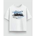 South Capital Baskılı Erkek Oversize Beyaz Tişört %100 Pamuk Streetwear - XL