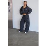 South Coast Siyah Soluk Efektli Crop Hoodie Ve Sweatpants Takım