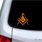 Southern Sticker Company Mason Masonik Köşk Sembolü 9,9 x 10,7 cm Boyut Dizüstü Bilgisayar Araba Pencere Kamyon - ABD'de Üretilmiştir ve Gönderilir (Turuncu)