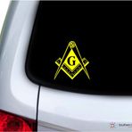 Southern Sticker Company Mason Masonik Köşk Sembolü 9,9x10,7 cm Boyut Dizüstü Bilgisayar Araba Pencere Kamyon - ABD'de Üretilmiştir ve Gönderilir (Sarı)