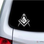 Southern Sticker Company Mason Masonik Lodge Sembolü 9,9 x 10,6 cm Boyutlu Dizüstü Bilgisayar Araba Camı Kamyon - ABD'de Üretilmiştir ve Gönderilir (Beyaz)