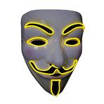 SOUTHSKY LED Maske, Vendetta Maskeleri için V, Cadılar Bayramı Kostüm Cosplay Partisi için Neon Işıklı Beyaz Tam Yüz Maskeleri (Sarı)