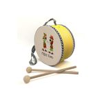 Souvenest Kişiye Özel_Karagöz Hacivat Baskılı, Gerçek Deri Oyuncak Çocuk Davulu, Sarı