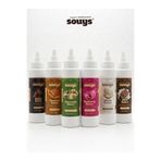 Souys Karamel + Bitter + Sütlü + Beyaz + Frambuaz + Antep Fıstık Aromalı Tatlı Çikolata Sos 6'lı Set 300 gr - Waffle & Krep & Pankek & Dondurma & Kahve ve Pasta Sosu