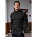 Sow Y. Balıkçı Yaka Erkek Triko Kazak - Siyah - 2XL