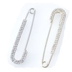 Sowaka Kadınlar için 2 adet broş iğnesi, inci yapay elmaslı, vintage, büyük suni kristal, metal, zarif şal klipsi, kız çocukları için kazak gömlek, kostüm elbise dekorasyon aksesuarları (kristal)