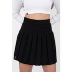 Soyo Kadın Siyah Pileli Mini Etek (Siyah, XS)