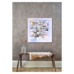 Soyut Bej El Yapımı Yağlı Boya Tablo 75x75cm