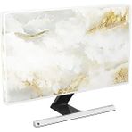Soyut Doku Mermer Tasarımlı Beyaz Altın Bilgisayar Monitörü Kapağı 26, 27, 28 İnç Panel Kılıf Bilgisayar Monitörü Kapakları Pc Masaüstü Tv Lcd/Led/Hd Ekran Kapağı Ile Uyumlu Kılıf
