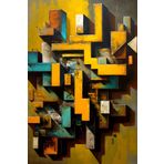 Soyut Geometrik Şehir Tablosu - Modern Endüstriyel Pleksi Dekor