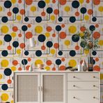 Soyut Geometrik Vintage Duvar Kağıdı, Kendinden Yapışkanlı Çok Amaçlı PVC Folyo, DIY Duvar Kağıdı (66x198 cm)