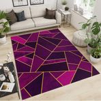Soyut Kırmızı Parça Halı 160 x 200 cm - Modern Yıkanabilir Geometri Halı, Yatak Odası, Oturma Odası, Koridor, Balkon için Yumuşak Düşük Tüylü Tasarım - Şık Koyu Kırmızı Ev Dekoru