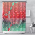Soyut Mermer Duş Perdesi, Vintage Ekose HD Banyo Duş Perdesi, Modern Mürekkep Art Deco 12 Kancalı Suya Dayanıklı Kumaş Duş Perdesi Seti.(A16,180x200cm)