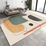 Soyut Modern Orta Yüzyıl Halısı 140 x 200 cm, Oturma Odası, Yatak Odası, Balkon, Çocuk Odası, Yurt için Şık Kaymaz Kısa Tüylü Halı - Rahat Tasarım