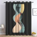 Soyut Sanat Çizgili Gromet Perdeler - Gürültü Azaltma, Toz Geçirmez, Karartma, 220x215cm (G x Y), Çocuk Odası ve Oturma Odası için Polyester Perdeler, Şık ve İşlevsel