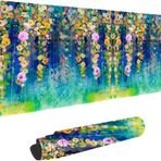 Soyut Suluboya Çiçekler Kaymaz Kauçuk Masa için Büyük Fare Altlığı, Büyük Oyun Mouse Pad XXL Dikişli Kenarları ile Genişletilmiş Mouse Pad Kaymaz Taban Suya Dayanıklı Ped Masa Mat 89,9 x 39,9 cm