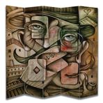 Soyut Tasarımlı Özel Tasarım Paravan Room Divider 180 x 200 cm