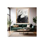 Soyut Temalı Ahşap Çerçeveli MDF Tablo Modern Şık Siyah ve Beyaz Salon Ev Dekorasyon Duvar Tablosu