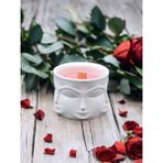 Soyut Yüz Figürlü Kokulu Modern Tasarımlı %100 Doğal Soya Mum - Ahşap Fitilli Dekoratif Mum - KAHVE-VANİLYA KOKULU