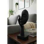 Soyut Yüz ve El Sanat Heykeli (Siyah) - Modern Ev Dekorasyonu Objesi Siyah 25 x 10