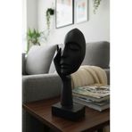 Soyut Yüz ve El Sanat Heykeli (Siyah) - Modern Ev Dekorasyonu Objesi