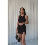 sozan Kadın Siyah Mini Yırtmaçlı Etek