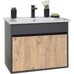 Sözcan Group Aras Antrasit/Atlantik Çam 55 cm Lavabolu Asma Alt Dolap