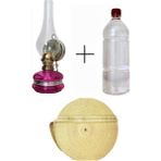Sözen Klasik Pembe Gaz Lambası + 500 ml Kandil Yakıtı + 1 mt Fitil Seti