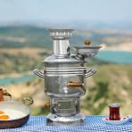 Sözenler 2,5 Litre Krom Kömürlü Semaver Porselen Kulp KS10 P-Kızılırmak