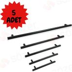 Sözer Orman 5 Adet Mobilya Dolap Kapak Çekmece Kulpu 320MM Mat Siyah Metal Çubuk Kulp