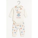Sozzy Bebek Takımı 3 Parça - Body+Alt+Yakalık - Beyaz