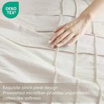 Spaces Krem Kraliçe Yorgan Seti - 3 Parça Pintuck Pileli Çiftlik Evi Yatak Takımları Kraliçe, Tüm Sezon Hafif, Pamuk Yumuşaklık Önceden Yıkanmış Mikrofiber Kraliçe Yatak Seti, Şems,
