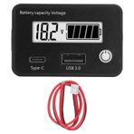 Spacnana USB Tip C Pil Monitörü DC8-30V LCD Ekran Güç Kapalı Bellek Arabaları, Arabalar, RVS, Motosikletler Için Düşük Gerilim Yanıp Sönen Alarm