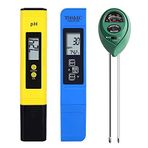 Spactz 3 Paket PH Metre TDS PPM Metre ve 3'ü 1 Arada Toprak PH Cihazı PH/EC Ev, Bahçe, Çim, Çiftlik için Dijital Kit