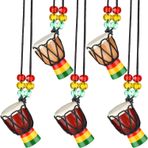 Spactz 5 adet enstrüman kolye Djembe Mini kolye afrika ahşap kolye ve perküsyon