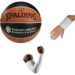 Spalding Basketbol Topu TF150 7 Euroleague TF150 5 Numara +Basketbol Kolluğu+Havlu Bıleklık - Turuncu - Siyah