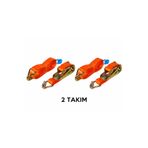 Spanzet Kancalı Mini Yük Gerdirme Kiti 4 Metre 800 Kg Cırcırlı Bağlama Kayışı Kancalı - 2 Takım