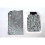 Spark 2'Li SET Mikrofiber Büyük Boy Peluş Oto Kurulama Bezi ve Şönil Temizlik Eldiveni