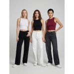 Sparrow Kadın 3'lü Paket Fitilli Slimfit Halter Yaka Crop Atlet - Siyah - Beyaz - Bordo - XL