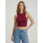 Sparrow Kadın Slimfit Fitilli Halter Yaka Esnek Örme Crop Atlet - Bordo