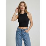 Sparrow Kadın Slimfit Fitilli Halter Yaka Esnek Örme Crop Atlet - Siyah