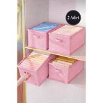 Spartek home textile 2adet PEMBE DESENLİ -Dolap içi Düzenleyici,Raf Düzenleyici,Katlanabilir Kıyafet Saklama Kutusu-