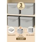 Spartek home textile 3Adet-KAPAKLI Desenli Dolap İçi Çamaşır Oyuncak Düzenleyici Katlanır Kapaklı Saklama Kutusu 30x30x30